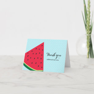 Cartão De Agradecimento Melancia Azul Diversão Fruta de Verão Dobro Obriga