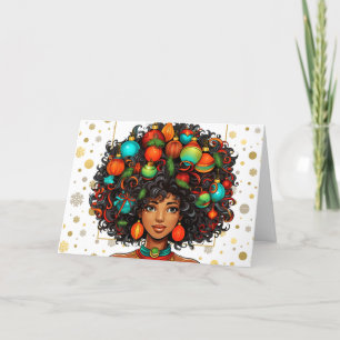 Cartão De Agradecimento Melanin Natal Black Queen Melanin Woman Xmas
