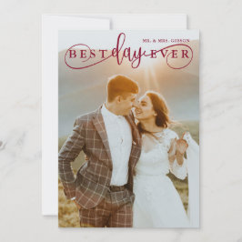 Cartão De Agradecimento Melhor Dia de Burgundy de Na moda simples 2 Foto