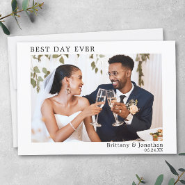 Cartão De Agradecimento Melhor Dia de Casamento Simples Moderno Nunca