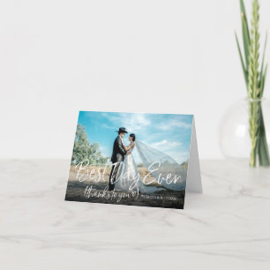 Cartão De Agradecimento Melhor Dia de Sempre Casamento Elegante Foto de Ob