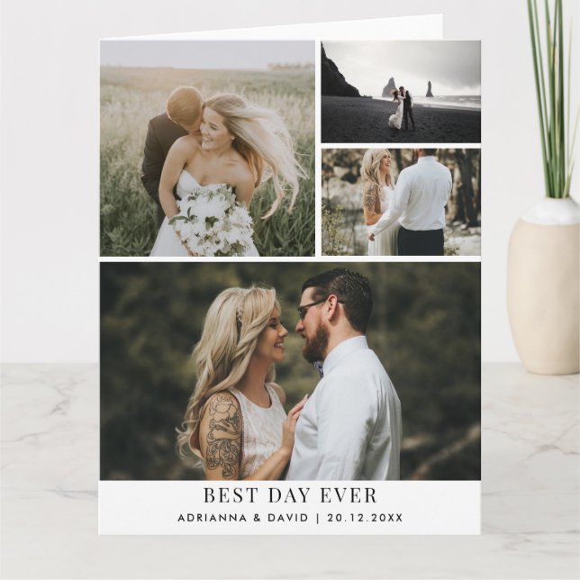 Cartão De Agradecimento Melhor Dia De Todos | Casal Casado Obrigado Foto (Frente)