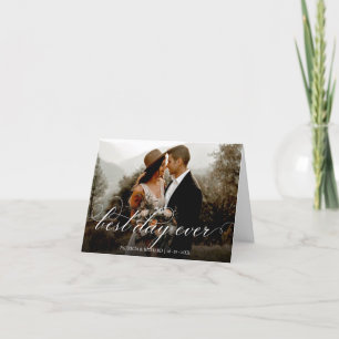 Cartão De Agradecimento Melhor Dia de Todos Chic Script Casamento Agradeci