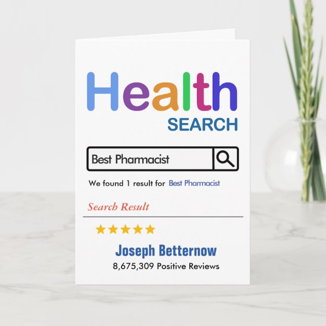 Cartão De Agradecimento Melhor Farmacêutica Engraçado Presente (Frente)