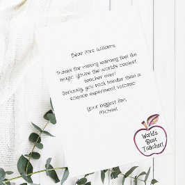 Cartão De Agradecimento Melhor Professora, Apple Vermelha, Apreciação de P