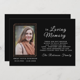 Cartão De Agradecimento  Memória de simpatia Preta Dourada OBRIGADA