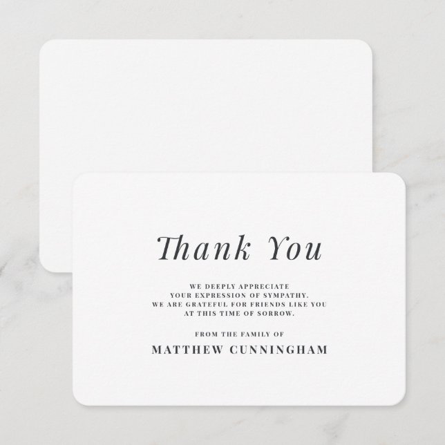 Cartão De Agradecimento Memória Memorial Moderna Simples No Amor (Frente/Verso)