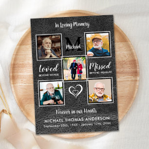 Cartão De Agradecimento Memorial 5 Foto Vintage Leather Simpatia Funeral