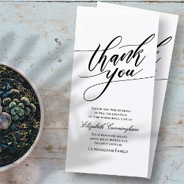 Cartão De Agradecimento Memorial Clássico e Simples de Caligrafia