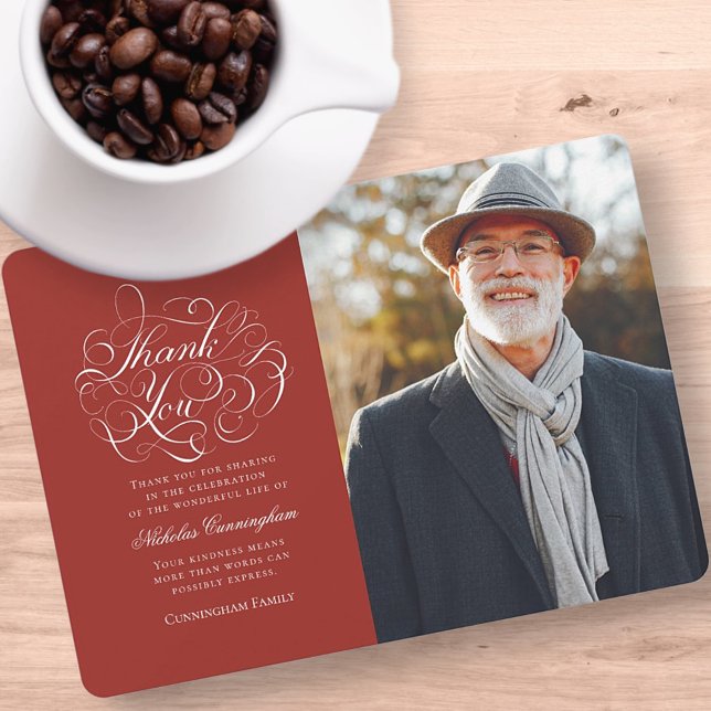 Cartão De Agradecimento Memorial Clássico e Simples de Fotografia (Criador carregado)