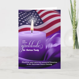 Cartão De Agradecimento Memorial da Vela Roxa e Bandeira