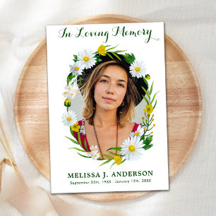 Cartão De Agradecimento Memorial Daisy Floral Sympathy Photo Funeral