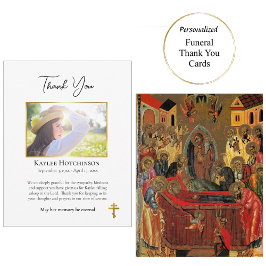 Cartão De Agradecimento Memorial de Fotografia Cristã Ortodoxa Minimalista