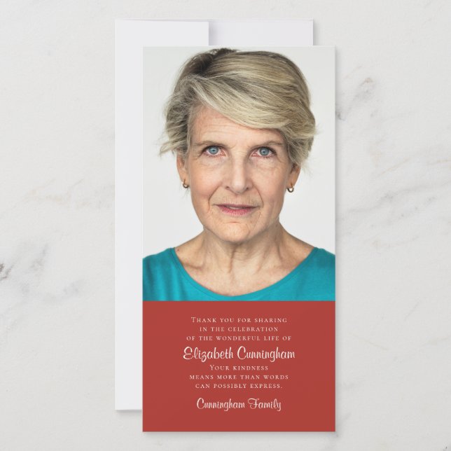 Cartão De Agradecimento Memorial de Fotografias Clássico e Simples (Frente)