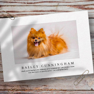 Cartão De Agradecimento Memorial de Funeral para Pet   Foto Moderna Elegan