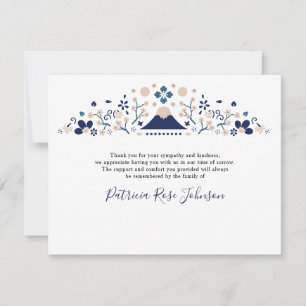 Cartão De Agradecimento Memorial do Funeral Azul Japonês Obrigado