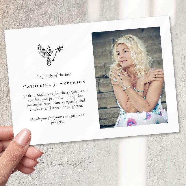 Cartão De Agradecimento Memorial do Funeral de Dove Photo (Criador carregado)