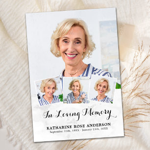 Cartão De Agradecimento Memorial Elegant 4 Foto Collage Simpatia Funeral