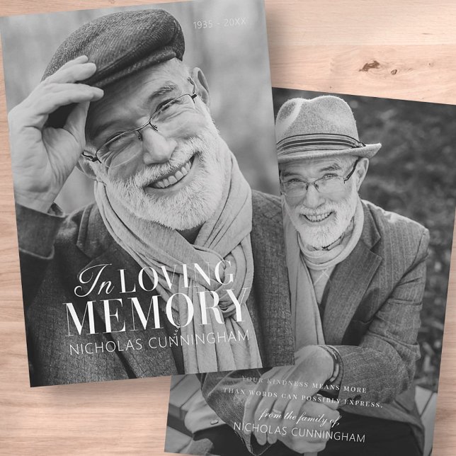 Cartão De Agradecimento Memorial Elegante Moderno de Memória Amante (Criador carregado)