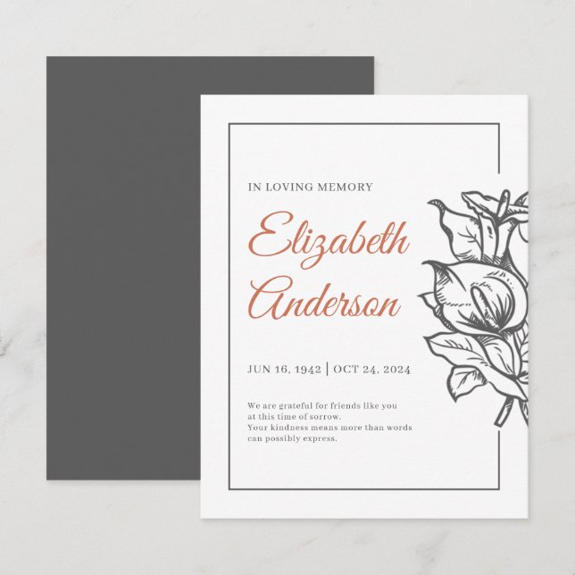 Cartão De Agradecimento Memorial Em Amante Folhagem Moderna Botânica (Frente/Verso)