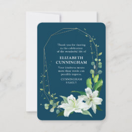 Cartão De Agradecimento Memorial Floral e Foliage Moderno