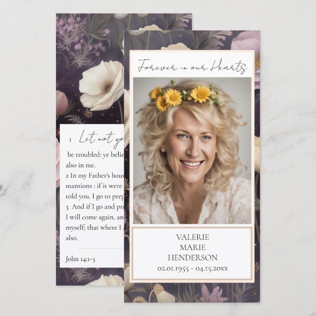 Cartão De Agradecimento Memorial Floral Foto Funeral Keepsasaame (Frente/Verso)