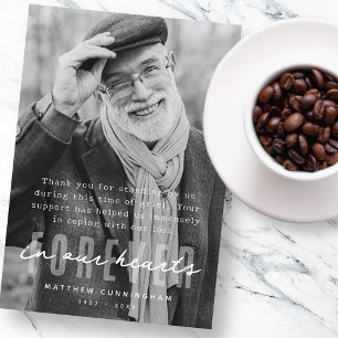 Cartão De Agradecimento Memorial Forever em nossa Foto Moderna do Coração