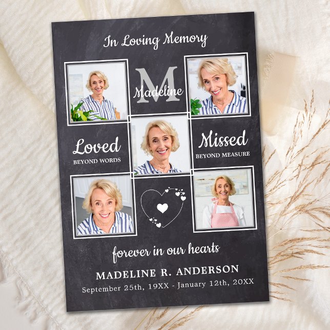 Cartão De Agradecimento Memorial Funeral 5 Foto Collage Simpatia (Criador carregado)
