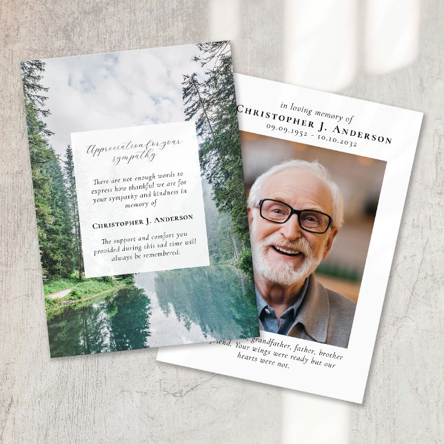 Cartão De Agradecimento Memorial Funeral da Foto Florestal (Criador carregado)