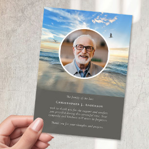 Cartão De Agradecimento Memorial Funeral de Fotografia do Beach Ocean