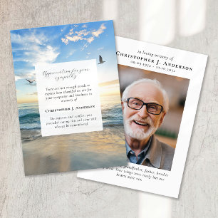 Cartão De Agradecimento Memorial Funeral de Fotografia do Beach Ocean