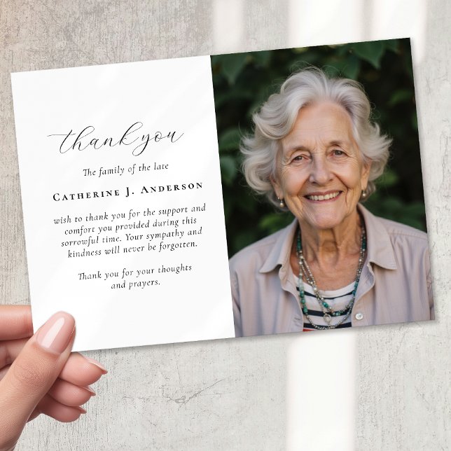 Cartão De Agradecimento Memorial Funeral de Fotografia do Script Calliogra (Criador carregado)