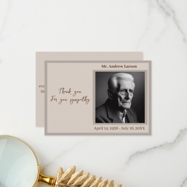 Cartão De Agradecimento Memorial Funeral Elegante Da Família (Frente/Verso In Situ)