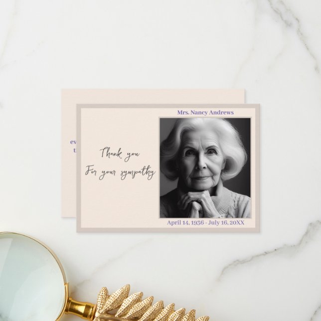 Cartão De Agradecimento Memorial Funeral Elegante Da Família (Frente/Verso In Situ)