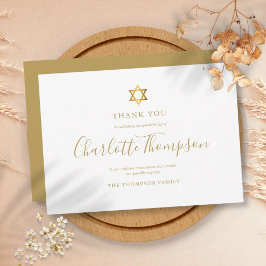 Cartão De Agradecimento Memorial Funeral Estrela Dourada de David Judaica 