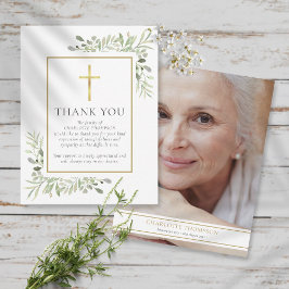Cartão De Agradecimento Memorial Funeral Greenery Foto Cristã