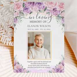 Cartão De Agradecimento Memorial Funeral Lilac Floral Rosa Púrpura