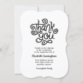 Cartão De Agradecimento Memorial Funeral Modern Caligrafia Cursiva