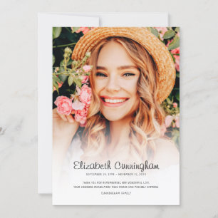 Cartão De Agradecimento Memorial Funeral Moderno Foto Simples Cursiva