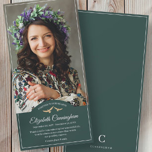 Cartão De Agradecimento Memorial Funeral Monogram Birds Classic Photo