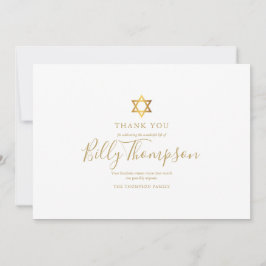 Cartão De Agradecimento Memorial Funeral PhotoGold Star de David Jewish 