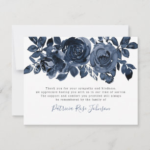 Cartão De Agradecimento Memorial Funeral Rosa Azul Obrigado