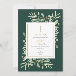 Cartão De Agradecimento Memorial Funerário Verde Esmeralda