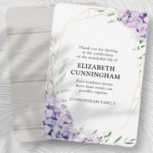 Cartão De Agradecimento Memorial Geométrico Hidrangea Lilac