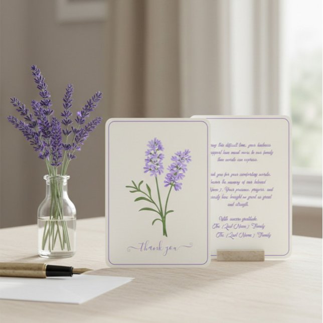 Cartão de Agradecimento Memorial Lavanda (Criador carregado)