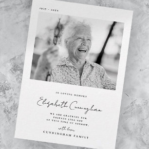 Cartão De Agradecimento Memorial Loving Memory Elegante Foto Moderna Simpl