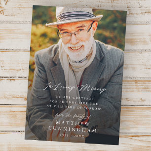 Cartão De Agradecimento Memorial Modern Simples Em Foto De Memória Amante