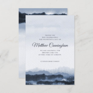 Cartão De Agradecimento Memorial Moderno Elegant Dark Watercolor