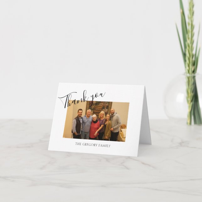 Cartão De Agradecimento Memorial Obrigado Clássico Preto e Branco (Frente)