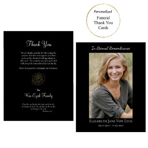 Cartão De Agradecimento Memorial Ortodoxo de Foto Elegante do Rosa Dourado